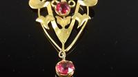 Antique Art Mouveau 9ct gold garnet lavalier drop pendant (8 of 10) Antique Art Mouveau 9ct gold garnet lavalier drop pendant (8 of 10)