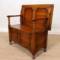 Oak Monks Bench Settle Carved Folding Hall Arts & Crafts (7 of 12) Oak Monks Bench Settle Carved Folding Hall Arts & Crafts (7 of 12)