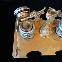 Antique Brass and Porcelain Double Inkwell with Candlestick (8 of 10) Antique Brass and Porcelain Double Inkwell with Candlestick (8 of 10)