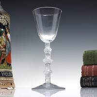 Rare Triple Knop 18th Century Air Twist Wine Glass c.1750 (1 of 6)