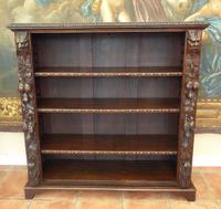 Bookcase Country Oak Carved Lions & Fruit 1850-1860