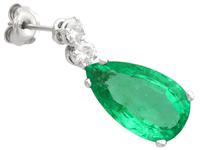 15.51ct Colombian Emerald and 1.12ct Diamond, Platinum Drop Earrings - Vintage Circa 1950 (3 of 9) 15.51ct Colombian Emerald and 1.12ct Diamond, Platinum Drop Earrings - Vintage Circa 1950 (3 of 9)
