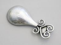 Arts & Crafts Cast Silver Caddy Spoon Red Enamel Cabochon by Omar Ramsden, London 1925 (10 of 11) Arts & Crafts Cast Silver Caddy Spoon Red Enamel Cabochon by Omar Ramsden, London 1925 (10 of 11)