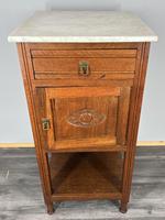 Antique French Oak Bedside Table Marble Top Cupboard Cabinet Nightstand LOT 3965