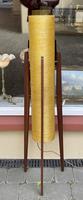 Orange Fibreglass Rocket Lamp on Teak Tripod Base