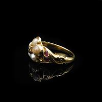Antique Pearl Ruby & Diamond Cluster 18ct Gold Ring (7 of 9) Antique Pearl Ruby & Diamond Cluster 18ct Gold Ring (7 of 9)
