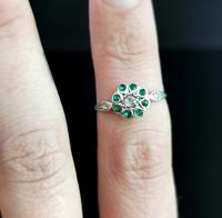 Vintage Art Deco Flower Ring, 9ct Gold & Silver, Emerald Paste (11 of 11) Vintage Art Deco Flower Ring, 9ct Gold & Silver, Emerald Paste (11 of 11)