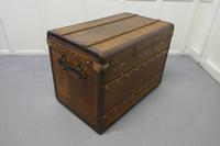 Large Tan Canvas, Wood, Leather & Brass Bound Steamer Trunk (4 of 9) Large Tan Canvas, Wood, Leather & Brass Bound Steamer Trunk (4 of 9)