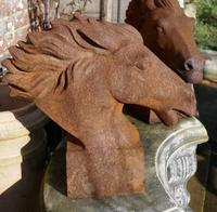 Pair of Large Outdoor Weathered Cast Iron Horse Heads (6 of 7) Pair of Large Outdoor Weathered Cast Iron Horse Heads (6 of 7)