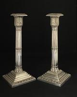 A Victorian pair of silver plated Corinthian column candlesticks (4 of 5) A Victorian pair of silver plated Corinthian column candlesticks (4 of 5)