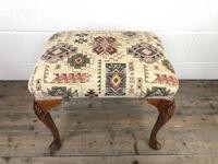 Antique Walnut Stool with Fabric Seat (M-590b) (8 of 10) Antique Walnut Stool with Fabric Seat (M-590b) (8 of 10)