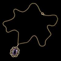 Antique Edwardian Suffragette Pendant Necklace Amethyst Peridot Pearl 9ct Gold c.1910 (5 of 8) Antique Edwardian Suffragette Pendant Necklace Amethyst Peridot Pearl 9ct Gold c.1910 (5 of 8)