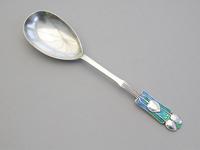Early 20th Century Silver & Enamel Jam / Preserve Spoon Archibald Knox Medea Pattern by William Hair Haseler, Birmingham, 1929 - Designed by Archibald Knox. (4 of 11) Early 20th Century Silver & Enamel Jam / Preserve Spoon Archibald Knox Medea Pattern by William Hair Haseler, Birmingham, 1929 - Designed by Archibald Knox. (4 of 11)