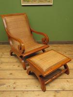 Vintage British Colonial Style Teak & Cane Plantation Chair & Footstool (16 of 17) Vintage British Colonial Style Teak & Cane Plantation Chair & Footstool (16 of 17)