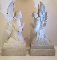 Pair of 19th Century White Marble Statues of Angels (2 of 8) Pair of 19th Century White Marble Statues of Angels (2 of 8)