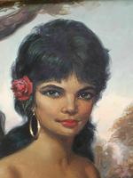 Large Decorative Portrait Oil Painting Gypsy Girl Wearing Gold Earring (3 of 12) Large Decorative Portrait Oil Painting Gypsy Girl Wearing Gold Earring (3 of 12)
