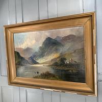 Antique large Scottish landscape oil painting of cottage by loch signed Montgomery Ansell (10 of 10) Antique large Scottish landscape oil painting of cottage by loch signed Montgomery Ansell (10 of 10)