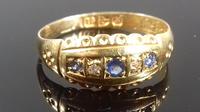 Late Victorian Diamond Blue Sapphire Dainty Gypsy Ring L 1/2 (3 of 11) Late Victorian Diamond Blue Sapphire Dainty Gypsy Ring L 1/2 (3 of 11)