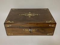 Antique Victorian Rosewood Abalone Mother of Pearl Inlaid Writing Slope Box (7 of 13) Antique Victorian Rosewood Abalone Mother of Pearl Inlaid Writing Slope Box (7 of 13)