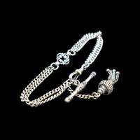Antique Sterling Silver Albertina Albert Watch Chain Bracelet with Tassel (9 of 11) Antique Sterling Silver Albertina Albert Watch Chain Bracelet with Tassel (9 of 11)
