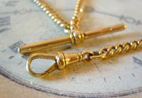 Antique Pocket Watch Chain 1890s Victorian Large 14ct Gold Filled Albert With T Bar (8 of 12) Antique Pocket Watch Chain 1890s Victorian Large 14ct Gold Filled Albert With T Bar (8 of 12)