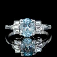 Art Deco Aquamarine Diamond Ring Platinum 1.50ct Aqua c.1930 (7 of 7) Art Deco Aquamarine Diamond Ring Platinum 1.50ct Aqua c.1930 (7 of 7)