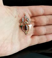 Antique Art Nouveau Pendant, 9ct Gold, Pearl & Garnet (2 of 7) Antique Art Nouveau Pendant, 9ct Gold, Pearl & Garnet (2 of 7)