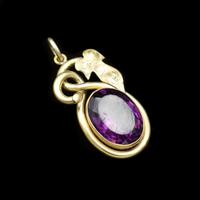 Antique Amethyst Paste Oval Rolled Gold Ivy Leaf Pendant (2 of 9) Antique Amethyst Paste Oval Rolled Gold Ivy Leaf Pendant (2 of 9)