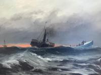 Huge 19th Century Seascape Oil Painting Sinking Ship Signalling Rescuers by Henry E Tozer (10 of 58) Huge 19th Century Seascape Oil Painting Sinking Ship Signalling Rescuers by Henry E Tozer (10 of 58)