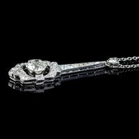 Art Deco Diamond Pendant Necklace Platinum 0.90ct Diamond 1.40ct Total c.1920 (8 of 8) Art Deco Diamond Pendant Necklace Platinum 0.90ct Diamond 1.40ct Total c.1920 (8 of 8)