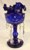 Antique Victorian Pair of Bristol Blue Mantle Lustres (7 of 7) Antique Victorian Pair of Bristol Blue Mantle Lustres (7 of 7)