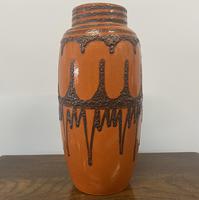 German Orange Fat Lava Drip Vase