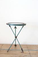 Unique verdigris finished metal and mirror topped side table with rope tied arrow legs (10 of 12) Unique verdigris finished metal and mirror topped side table with rope tied arrow legs (10 of 12)