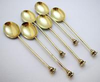Superb Vintage Solid Sterling Silver Gilt & Enamel English Hallmarked Coffee Spoons Cased Boxed Set 1953 (4 of 10) Superb Vintage Solid Sterling Silver Gilt & Enamel English Hallmarked Coffee Spoons Cased Boxed Set 1953 (4 of 10)