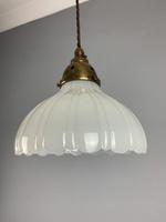 Moonstone Pendant Ceiling Light; Original Shade & Gallery; Rewired (6 of 7) Moonstone Pendant Ceiling Light; Original Shade & Gallery; Rewired (6 of 7)