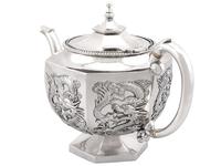 Chinese Export Silver Three Piece Tea Service - Antique c.1900 (6 of 12) Chinese Export Silver Three Piece Tea Service - Antique c.1900 (6 of 12)