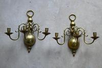 Pair of Dutch Style Brass 3 Branch Wall Candle Sconce (7 of 13) Pair of Dutch Style Brass 3 Branch Wall Candle Sconce (7 of 13)