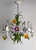 Vintage French 5 Arm Floral Toleware Chandelier (10 of 11) Vintage French 5 Arm Floral Toleware Chandelier (10 of 11)