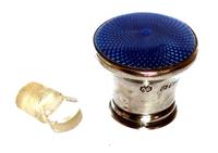 Cut Glass Scent Bottle with Silver and Blue Guilloche Enamel Top (3 of 5) Cut Glass Scent Bottle with Silver and Blue Guilloche Enamel Top (3 of 5)