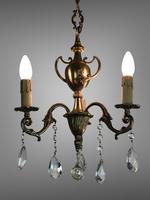 Gilt Bronze Chandelier 3 Arm Ceiling Light with Crystal Droplets (3 of 8) Gilt Bronze Chandelier 3 Arm Ceiling Light with Crystal Droplets (3 of 8)