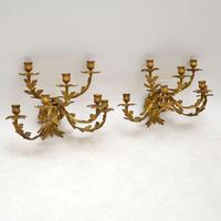 Pair of Antique Gilt Bronze Wall Sconce Candelabra (4 of 9) Pair of Antique Gilt Bronze Wall Sconce Candelabra (4 of 9)