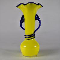 Bohemian Czech Tango Yellow & Cobalt Blue Coil Blown Glass Vase (3 of 6) Bohemian Czech Tango Yellow & Cobalt Blue Coil Blown Glass Vase (3 of 6)