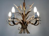 Vintage French 5 Arm Gilt Wheatsheaf Toleware Chandelier (4 of 9) Vintage French 5 Arm Gilt Wheatsheaf Toleware Chandelier (4 of 9)