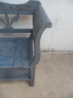 Lovely Grey / Blue 3-4 Seater Antique Pine Kitchen / Hall Box Settle / Bench (8 of 10) Lovely Grey / Blue 3-4 Seater Antique Pine Kitchen / Hall Box Settle / Bench (8 of 10)