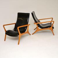 Pair of Vintage Leather Armchairs in the Manner of Vladimir Kagan (5 of 15) Pair of Vintage Leather Armchairs in the Manner of Vladimir Kagan (5 of 15)