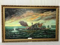 Large Marine Oil Painting WW2 Sea Battle "HMS Battleship Hood The Last Moments" (3 of 8) Large Marine Oil Painting WW2 Sea Battle "HMS Battleship Hood The Last Moments" (3 of 8)