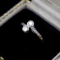 Antique Diamond 'Toi Et Moi' Two Stone Twist 18ct Gold & Platinum Ring (9 of 10) Antique Diamond 'Toi Et Moi' Two Stone Twist 18ct Gold & Platinum Ring (9 of 10)