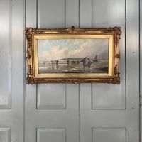 Antique marine seascape oil painting of fishing scene signed W Richards 2 of 2 (2 of 10) Antique marine seascape oil painting of fishing scene signed W Richards 2 of 2 (2 of 10)
