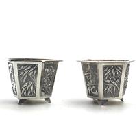 Wang Hing - Pair of Chinese Trade Solid Silver Novelty Salts & Liners c.1900 (2 of 11) Wang Hing - Pair of Chinese Trade Solid Silver Novelty Salts & Liners c.1900 (2 of 11)