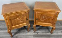 French Vintage Oak Bedside Tables Pair Cupboards Cabinets LOT 3940
